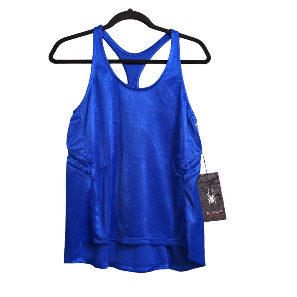 Spyder Active Womens Tank Top Solid Blue Sleeveless Scoop Neck Racerback S New
